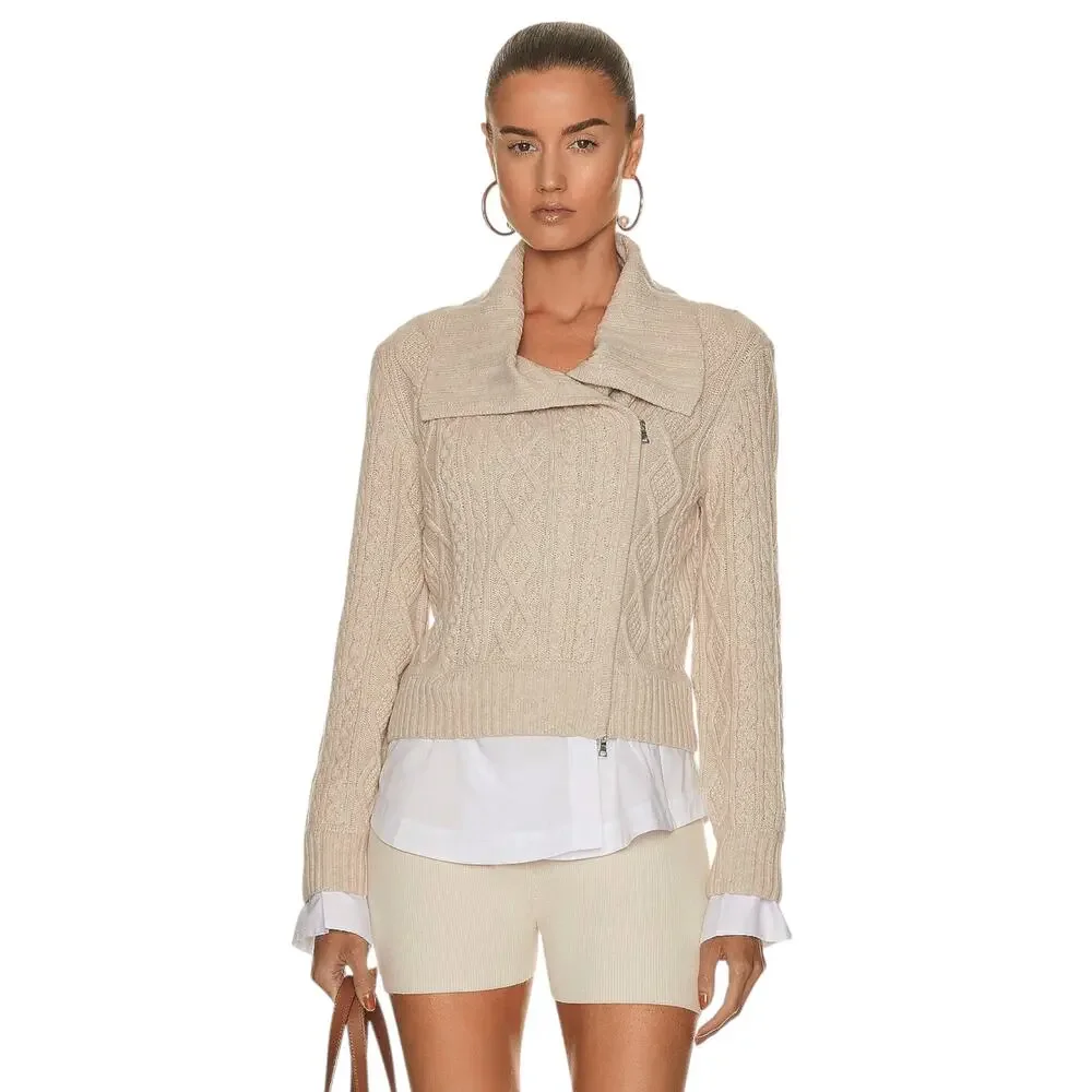 JONATHAN SIMKHAI Davina Patchwork Cardigan Jacket in Bone Multi M - Picture 2 of 12